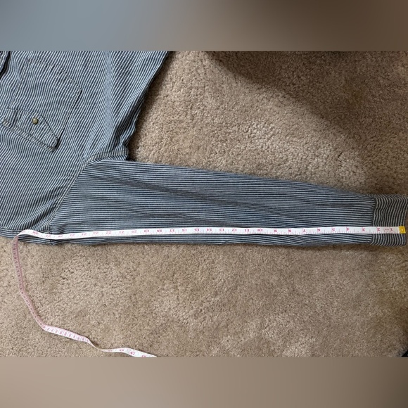 Wrangler Men’s Indigo Striped Denim Long Sleeve Shirt Brown Pearl Snaps  Size XL - Picture 11 of 12